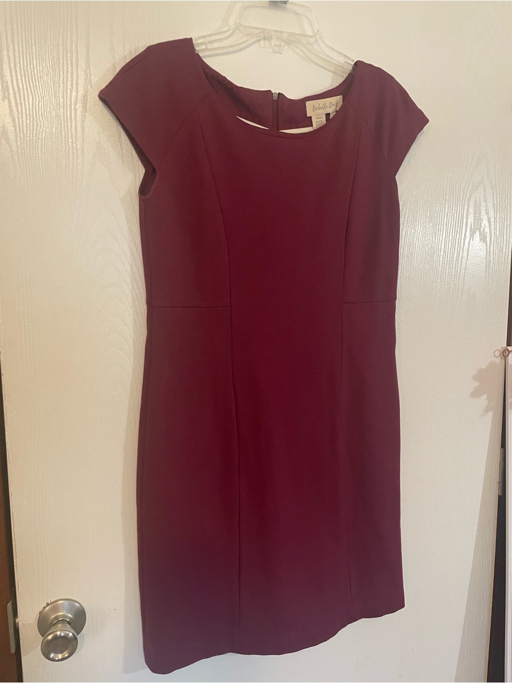 Isabella Bird Sheath Dress Size 4 Burgundy Tech Stretch Office Cocktail